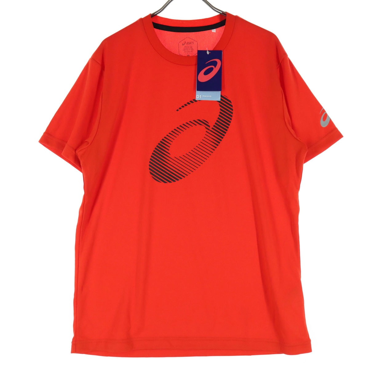 未使用 asics アシックス プリント 半袖 Tシャツ L レッド