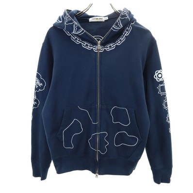 A BATHING APE アベイシングエイプ 日本製 長袖 スウェット ジップパーカー S ネイビー
