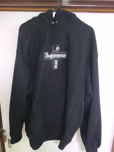 Supreme Cross Box Logo Hooded Sweatshirt "Black"