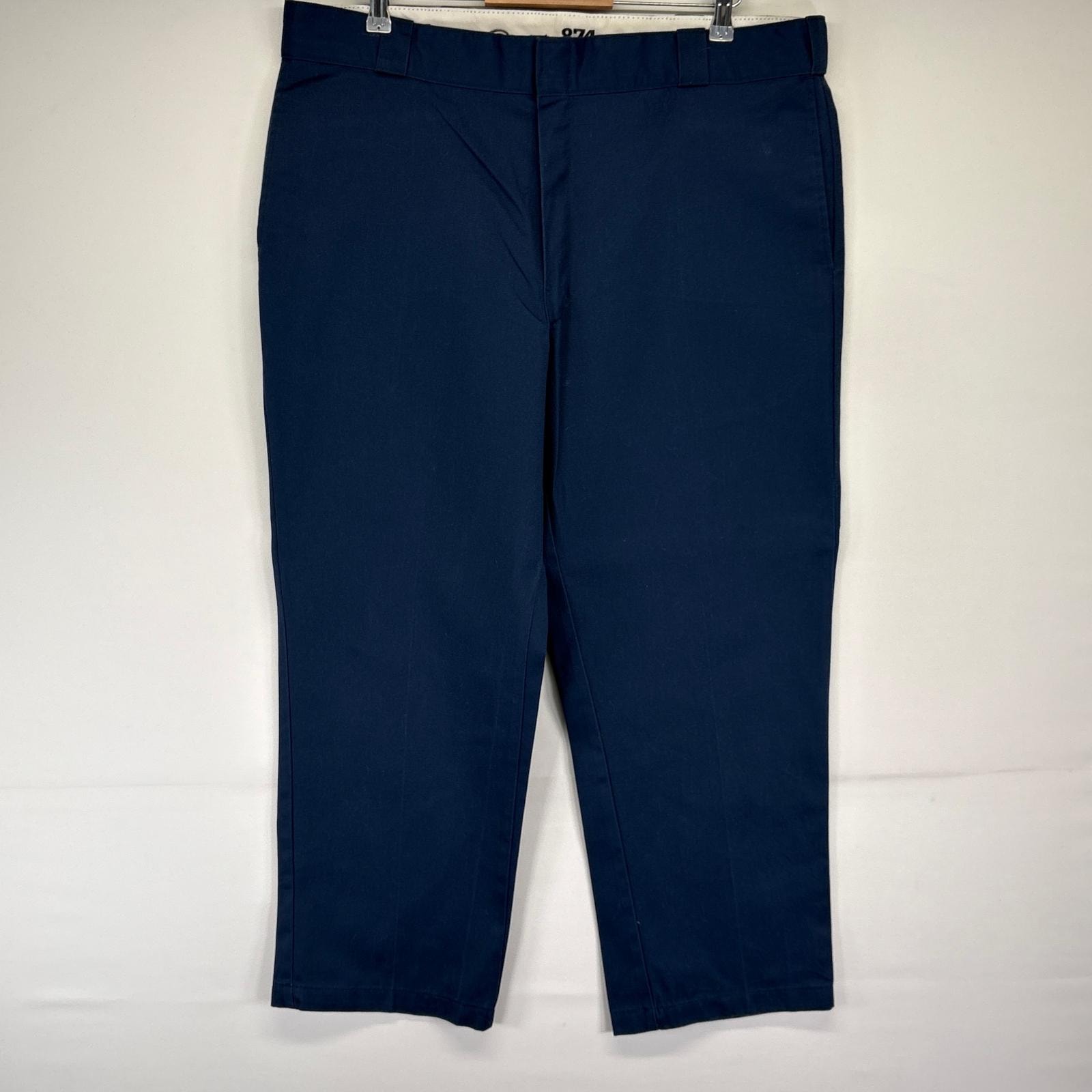 古着 ディッキーズ Dickies ワークパンツ 874 ワンポイントロゴ 長ズボン チノパン 大きいサイズ w40 L29  ネイビー系 メンズ