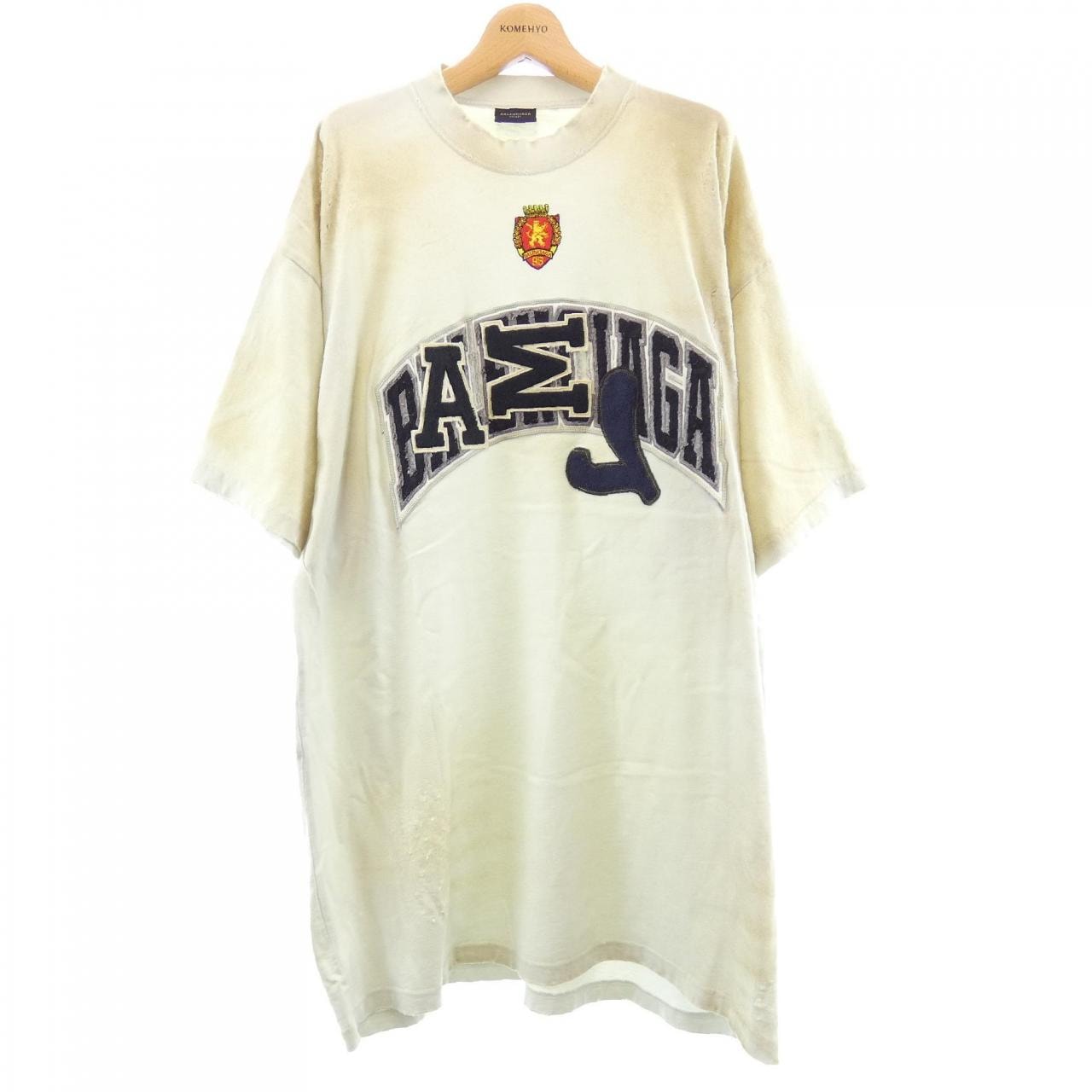 バレンシアガ BALENCIAGA クラッシュダスト加工ワッペンTシャツ 739028 TOVN2 UNISEX Tシャツ