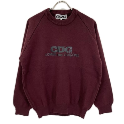 シーディージー 24AW SN-N009 バーガンディ プリント クルーネックニットトップス XXL