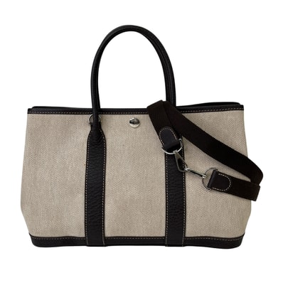 HERMES エルメス ガーデンパーティ TPM ショルダー ハンドバッグ レザー キャンバス ブラウン レディース【中古】