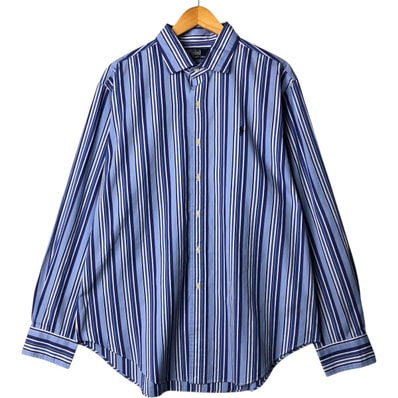 古着 ラルフローレン Ralph Lauren POLO by Ralph Lauren ワイドカラー 長袖 コットンストライプシャツ メンズXL相当/eaa575507