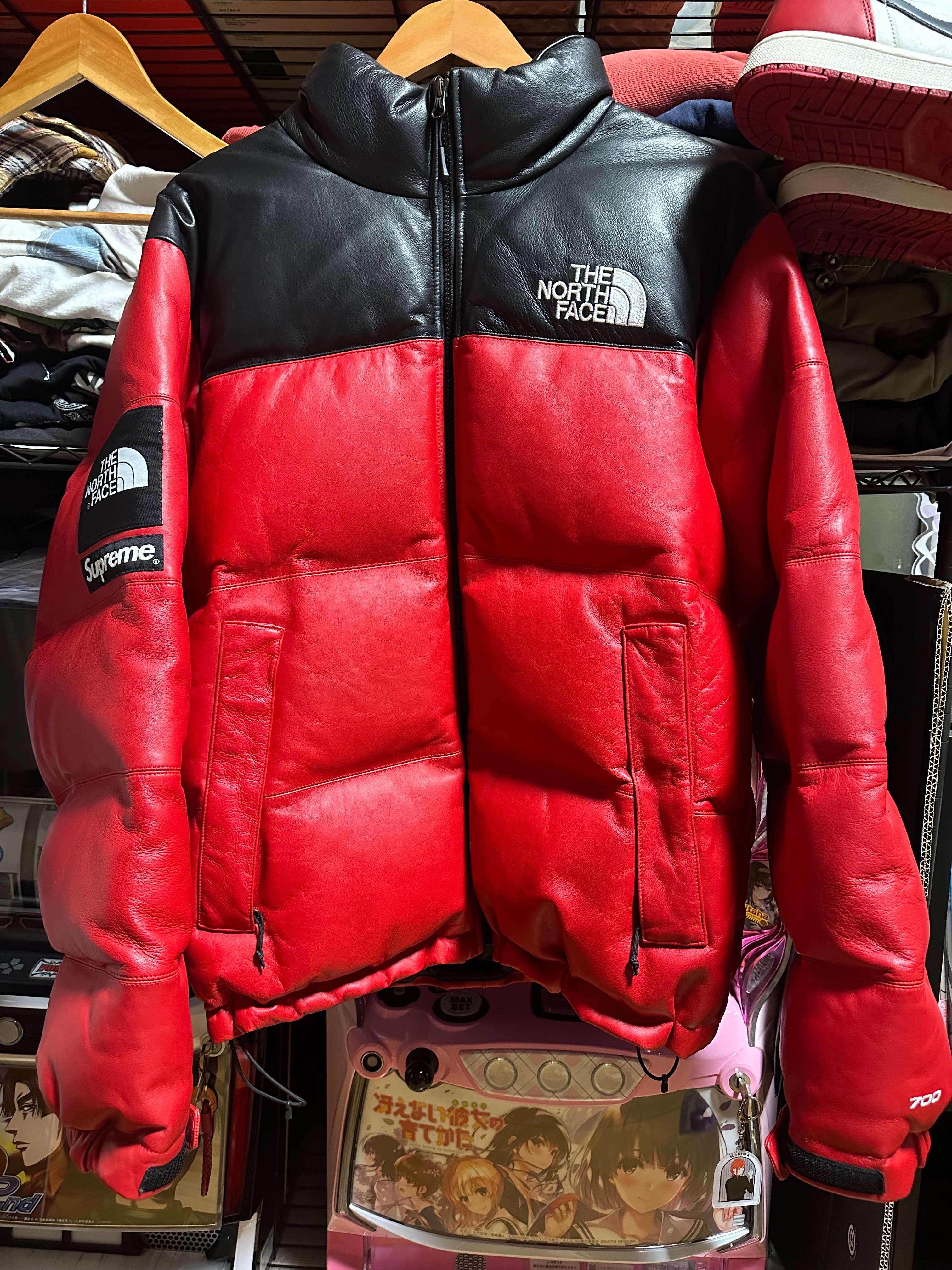 Supreme x The North Face Leather Nuptse Jacket "Red"