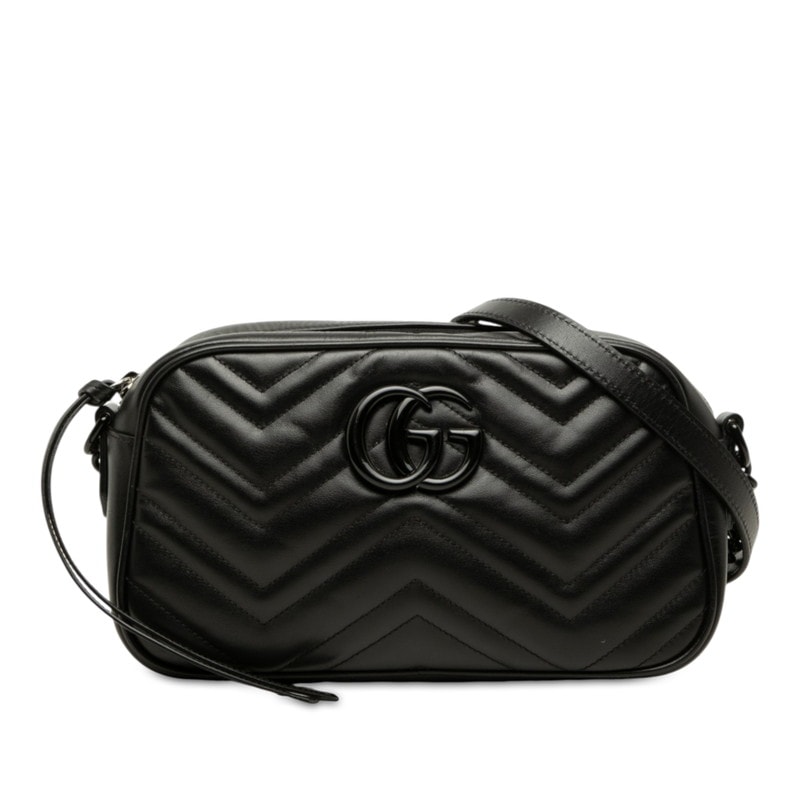 グッチ GGマーモント 斜め掛け チェーン ショルダーバッグ 447682 ブラック レザー レディース GUCCI 中古