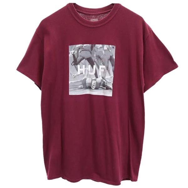 HUF ハフ プリント 半袖 Tシャツ M えんじ