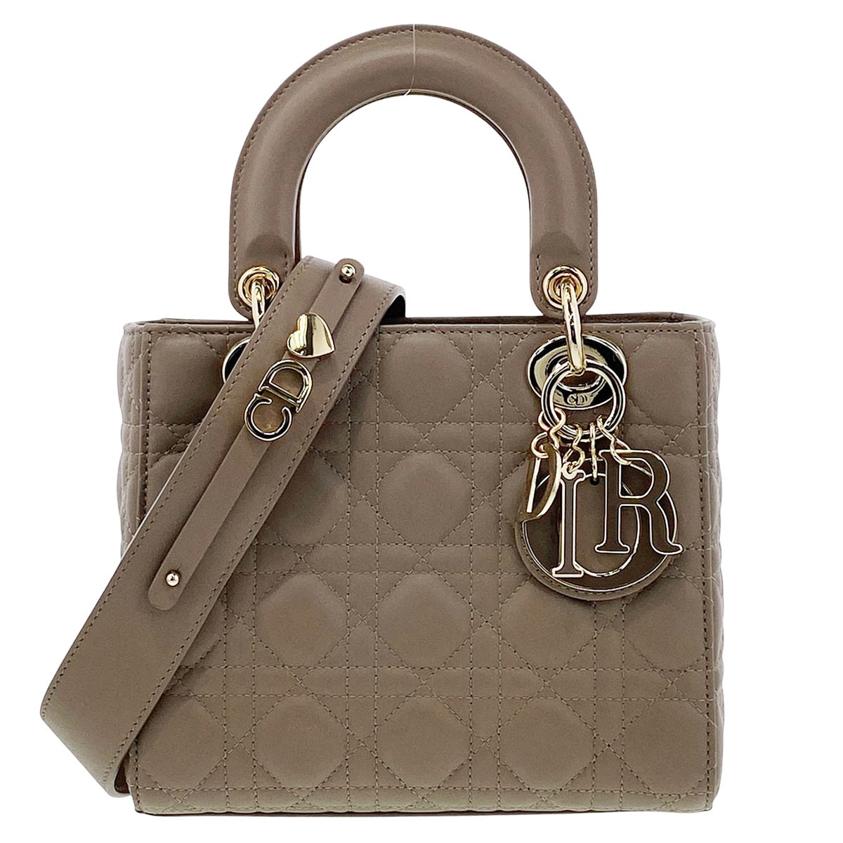 Christian Dior クリスチャンディオール Lady Dior My ABCDior  バッグ スモール ハンドバッグ M0538ONGE_M63M ラムスキン ベージュ  レディース【中古】