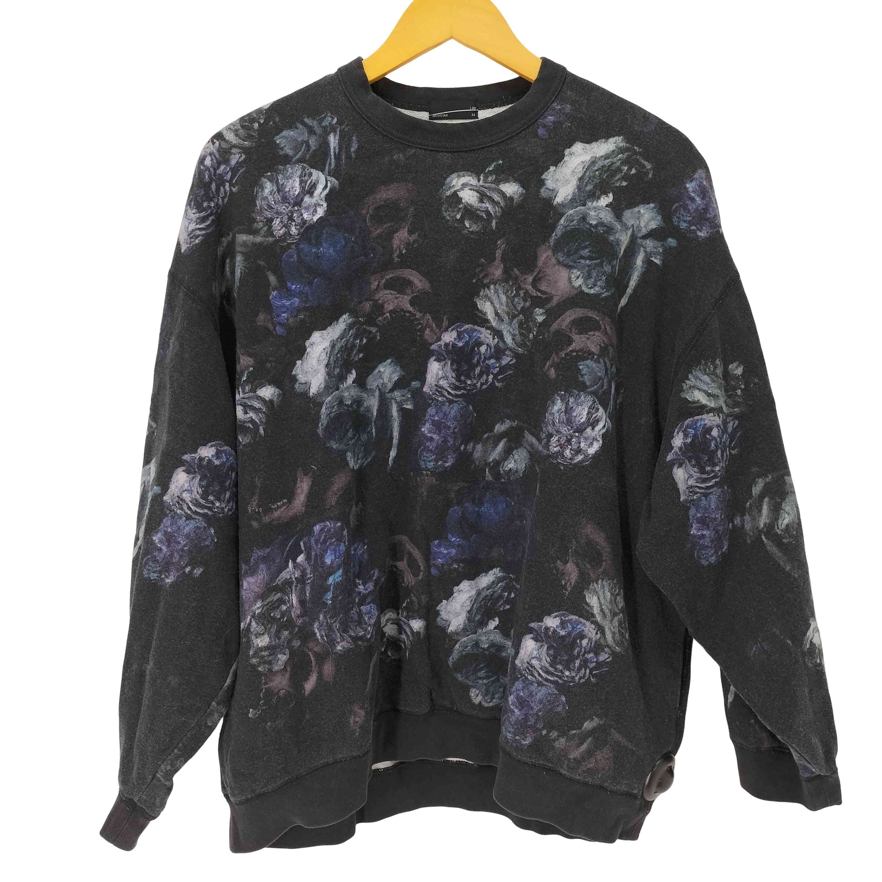 Crew Neck Big Pullover スカル 花柄【1142623162594】