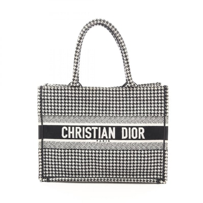 ディオール Dior BOOK TOTE ブックトート ミディアム 千鳥格子 トートバッグ バッグ キャンバス レディース ホワイト系 / ブラック系 【中古】