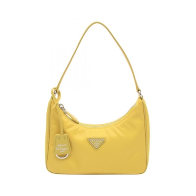 プラダ PRADA TESSUTO+SAFFIANO ハンドバッグ バッグ ナイロン サフィアーノレザー レディース イエロー系 1NE204 【中古】