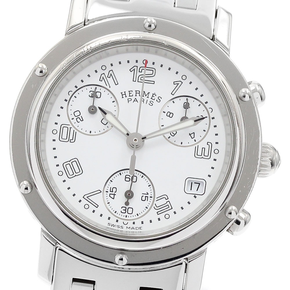 ★保 エルメス クリッパークロノ デイト CL1.310 レディース 【中古】