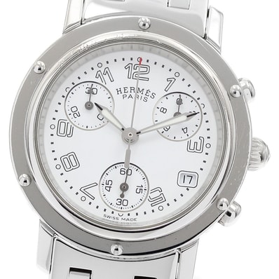 ★保 エルメス クリッパークロノ デイト CL1.310 レディース 【中古】