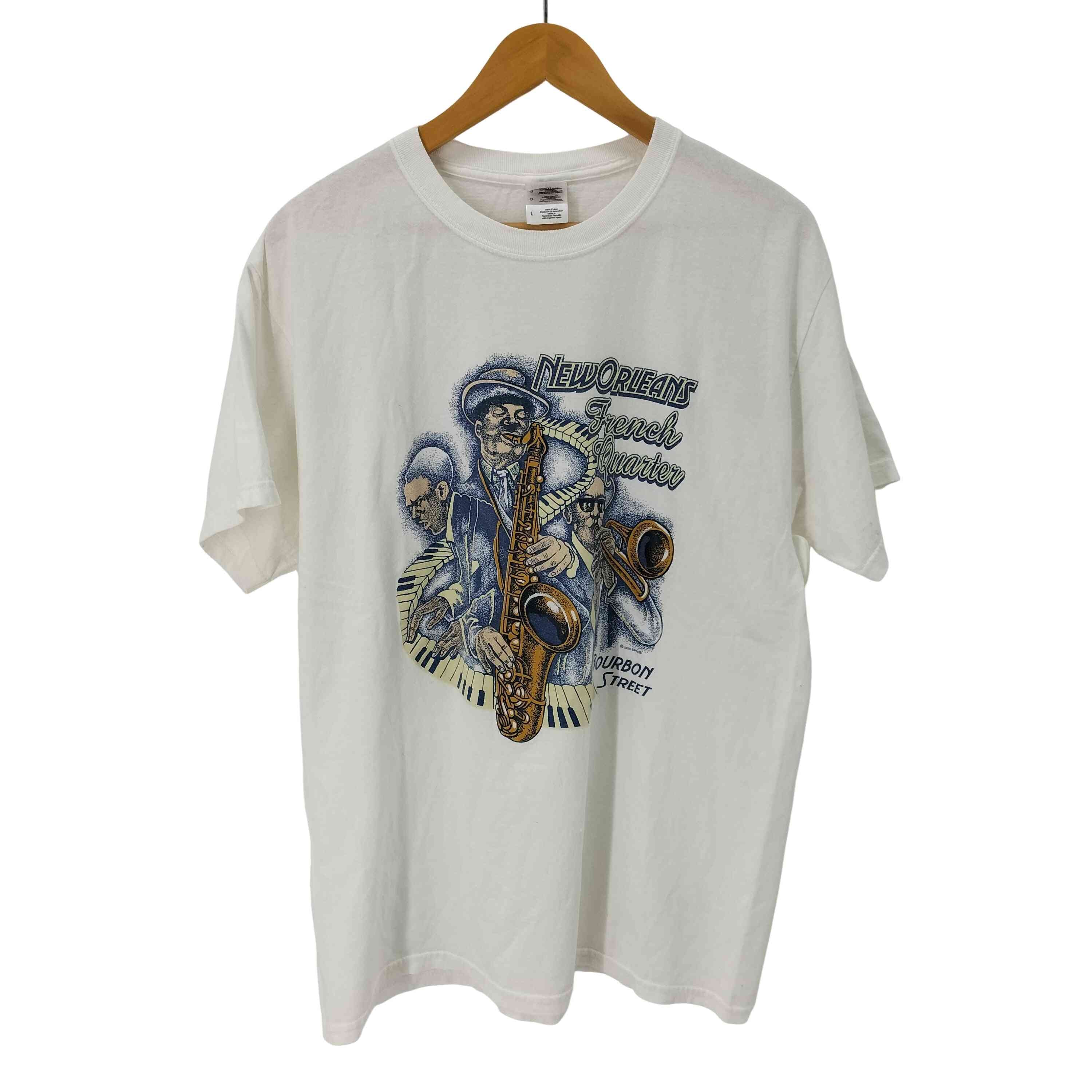 logo express bourbon street クルーネックtシャツ【1138606996386】
