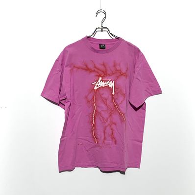 STUSSY THUNDER STOCK LOGO TEE Pink