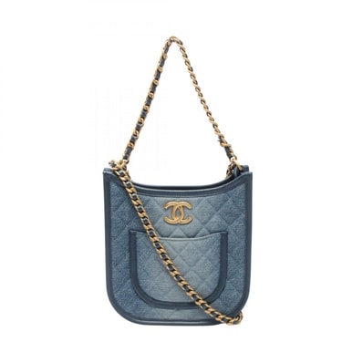 シャネル CHANEL マトラッセ ホーボー ショルダーバッグ バッグ デニム レザー レディース ブルー系 AS4532 【中古】