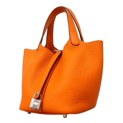 【6hb0092】エルメス ハンドバッグ ピコタンロックPM トリヨンクレマンス オレンジ シルバー金具 K刻印【中古】レディース