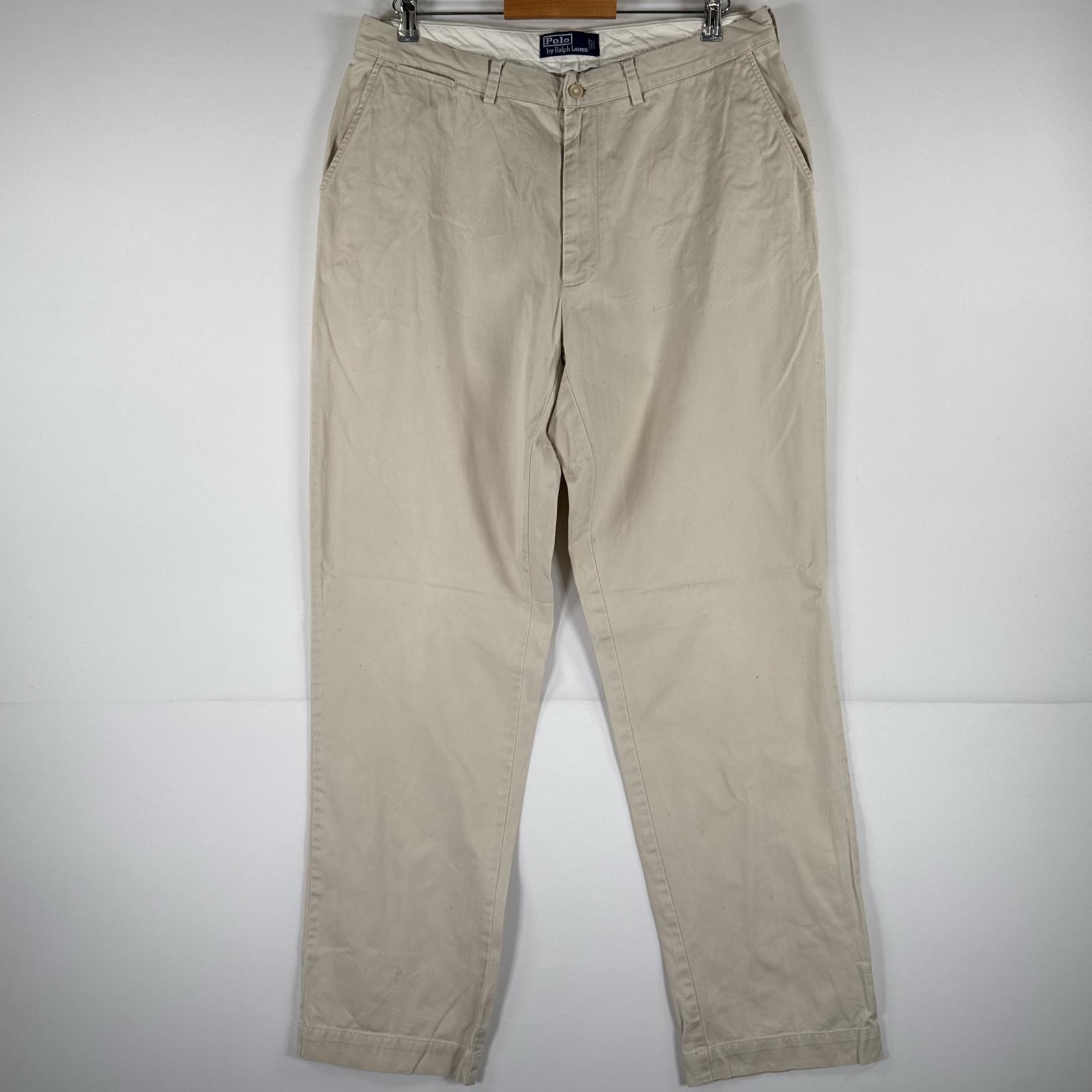 古着 ポロバイラルフローレン Polo by Ralph Lauren チノパンツ ポロチノ ワンポイント スラックス 大きいサイズ w36 L34  ベージュ メンズ