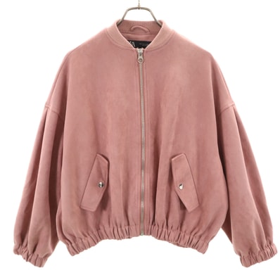 ZARA ザラ ジップ ブルゾン S ピンク スウェード調 フェイクレザー
