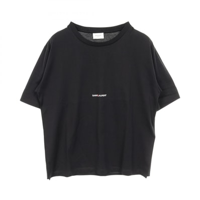 サンローランパリ SAINT LAURENT PARIS ミニロゴ カットソー 衣料品 トップス コットン レディース ブラック系 460876YB2DQ1000M 【新品】