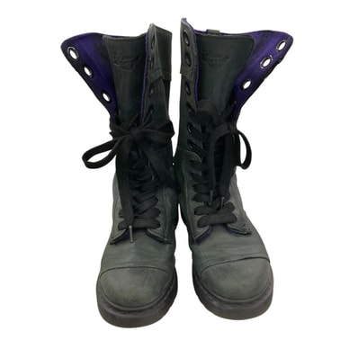 186005 現状品 Dr.Martens ドクターマーチン トライフル 14ホール/12ホール 23.5cm カーキ/パープル レディース