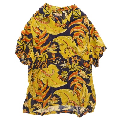 SUN SURF サンサーフ 半袖シャツ SS34453 HANGING HELICONIA ハンギングヘリコニア 半袖 アロハシャツ ネイビー系 マルチカラー系 M【中古】