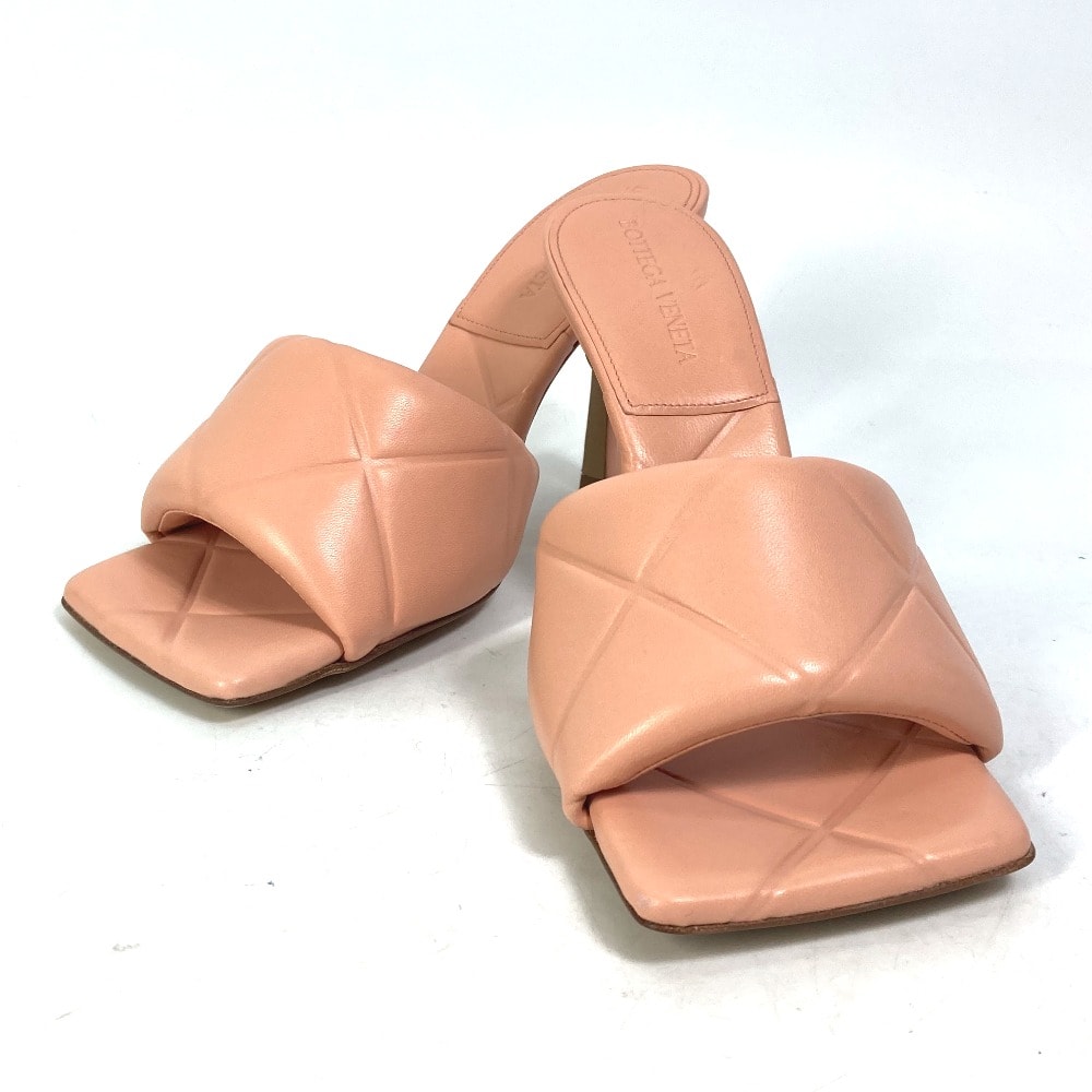 ボッテガヴェネタ BOTTEGA VENETA ラバーリド ミュール RUBBER LIDO 639943 靴 ヒール イントレチャート サンダル レザー ピーチ ピンク 未使用