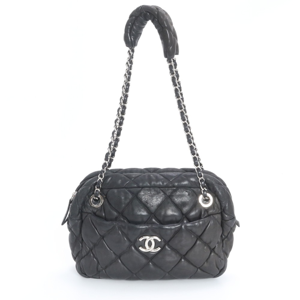 シャネル バブルキルト チェーン ラムスキン レザーショルダーバッグ