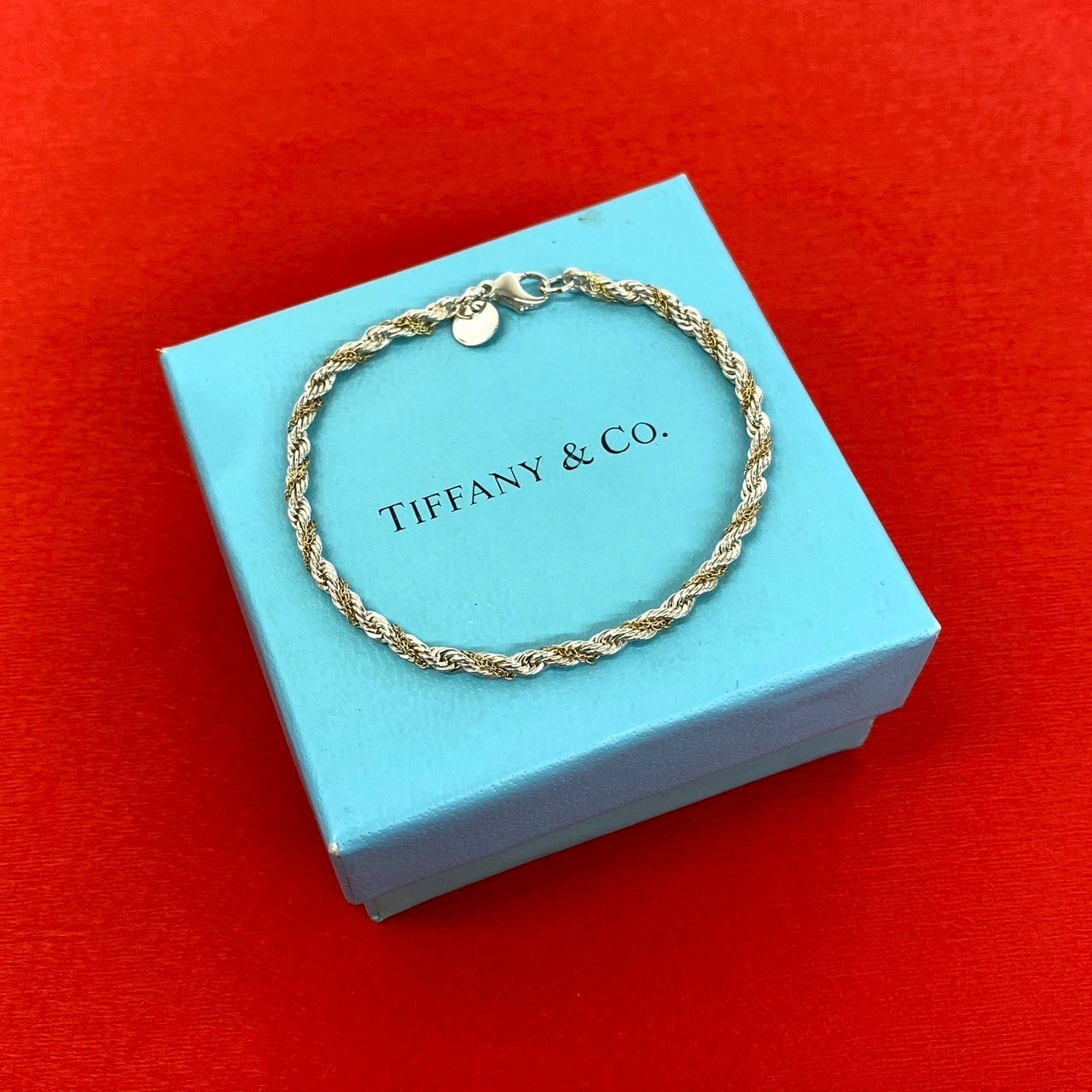 TIFFANY&Co. ティファニー ツイストロープ シルバー925 K18イエローゴールド ブレスレット シルバー
 -0501
