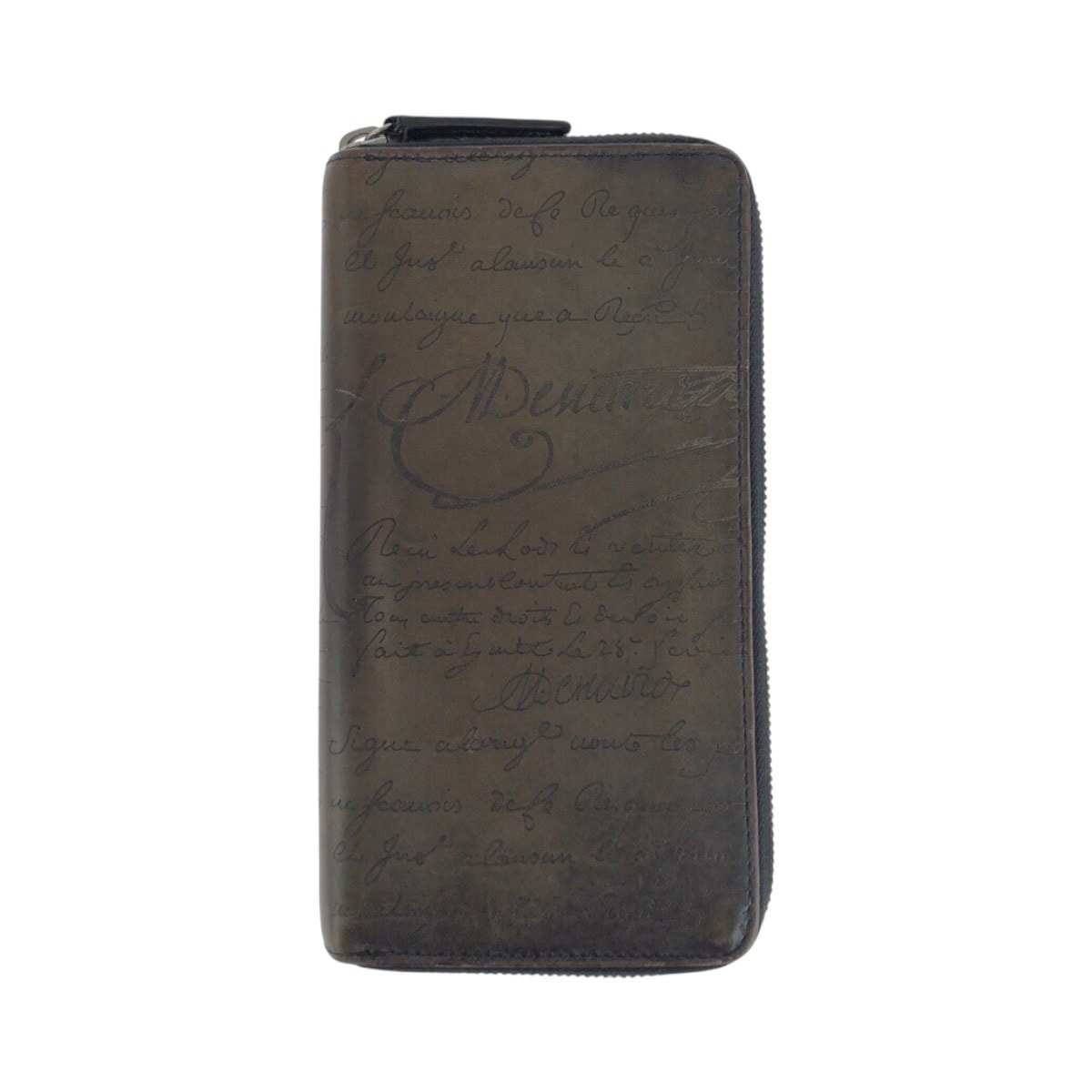 美品 Berluti ベルルッティ カリグラフィ スクリット イタウバ ネオ ブラウン シルバー金具 レザー 長財布 ラウンドファスナー 504530 【中古】