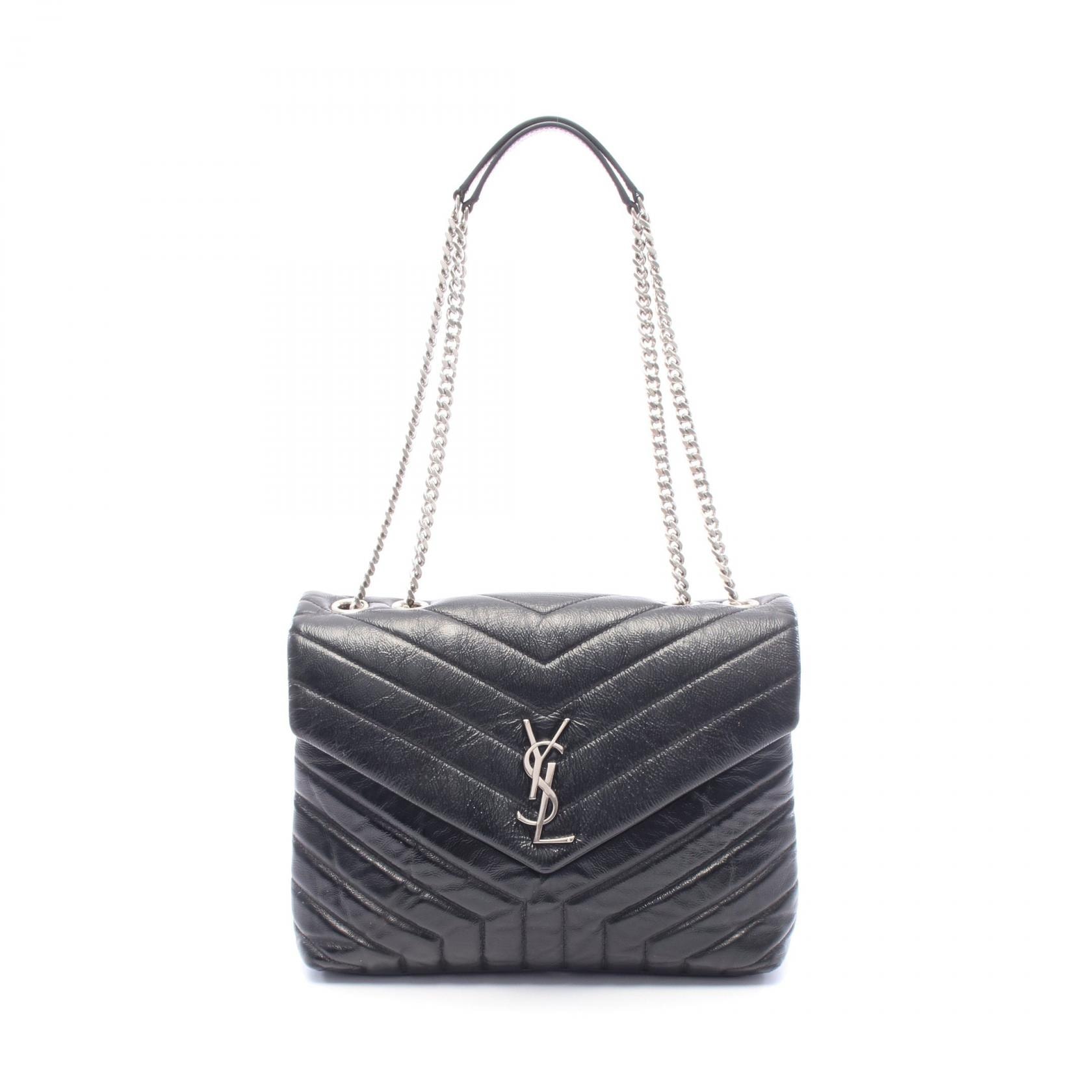 サンローランパリ SAINT LAURENT PARIS ルル ミディアム ショルダーバッグ バッグ レザー レディース ブラック系 487216 【中古】