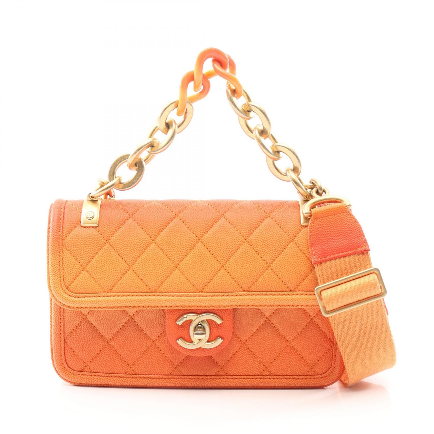 シャネル CHANEL マトラッセ 2WAY ショルダーバッグ バッグ キャビアスキン(グレインドカーフ) レディース オレンジ系 【中古】