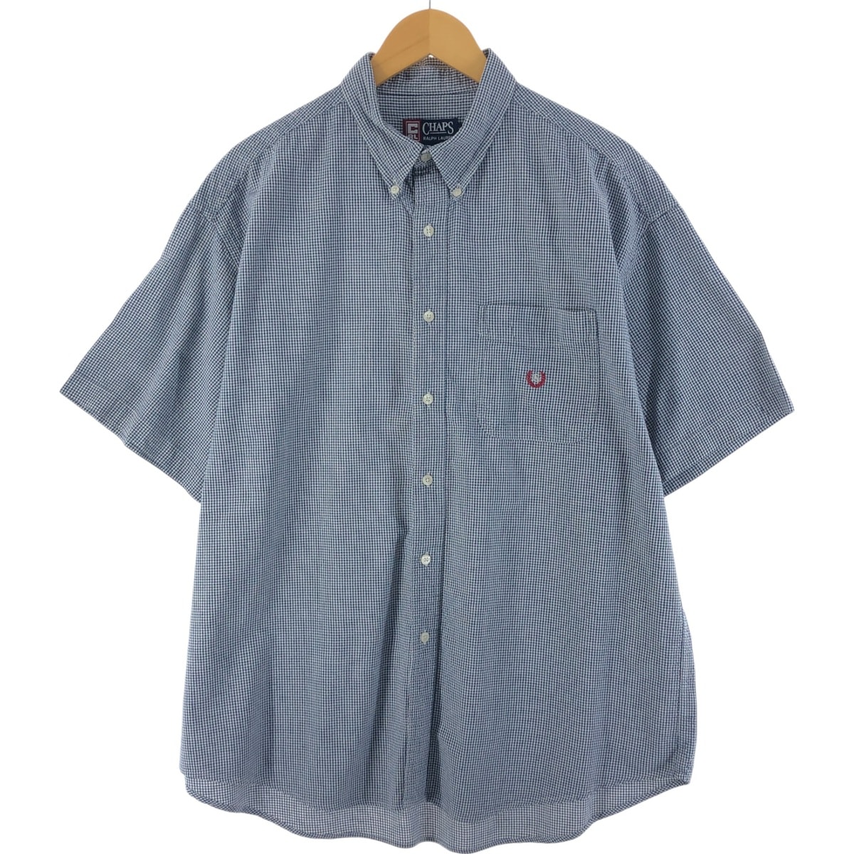 古着 90年代 ラルフローレン Ralph Lauren CHAPS チャップス ギンガムチェック 半袖 ボタンダウン チェックシャツ メンズXL相当 ヴィンテージ/eaa539186