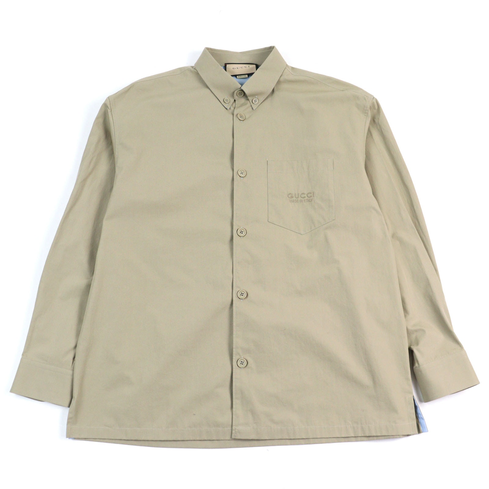 極美品 グッチ 長袖シャツ カーキ メンズ 52 762164