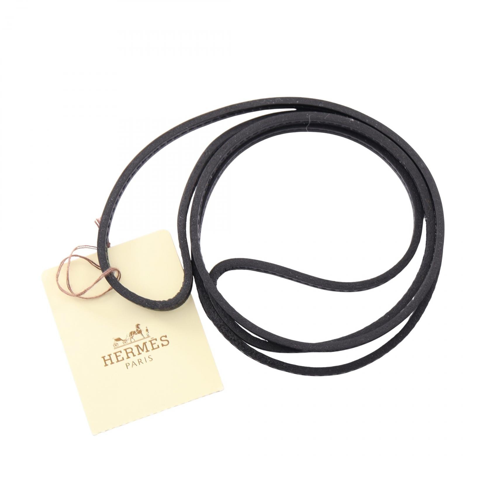 エルメス HERMES ラ二エール チョーカー アクセサリー カーフ(牛革) ボックスカーフ レディース ブラック系 【中古】