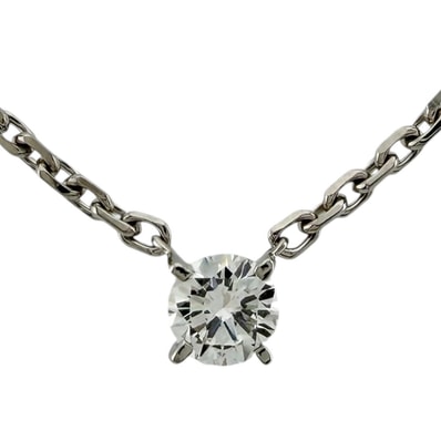 カルティエ ソリテール ネックレス 18金 K18ホワイトゴールド ダイヤモンド レディース CARTIER 中古