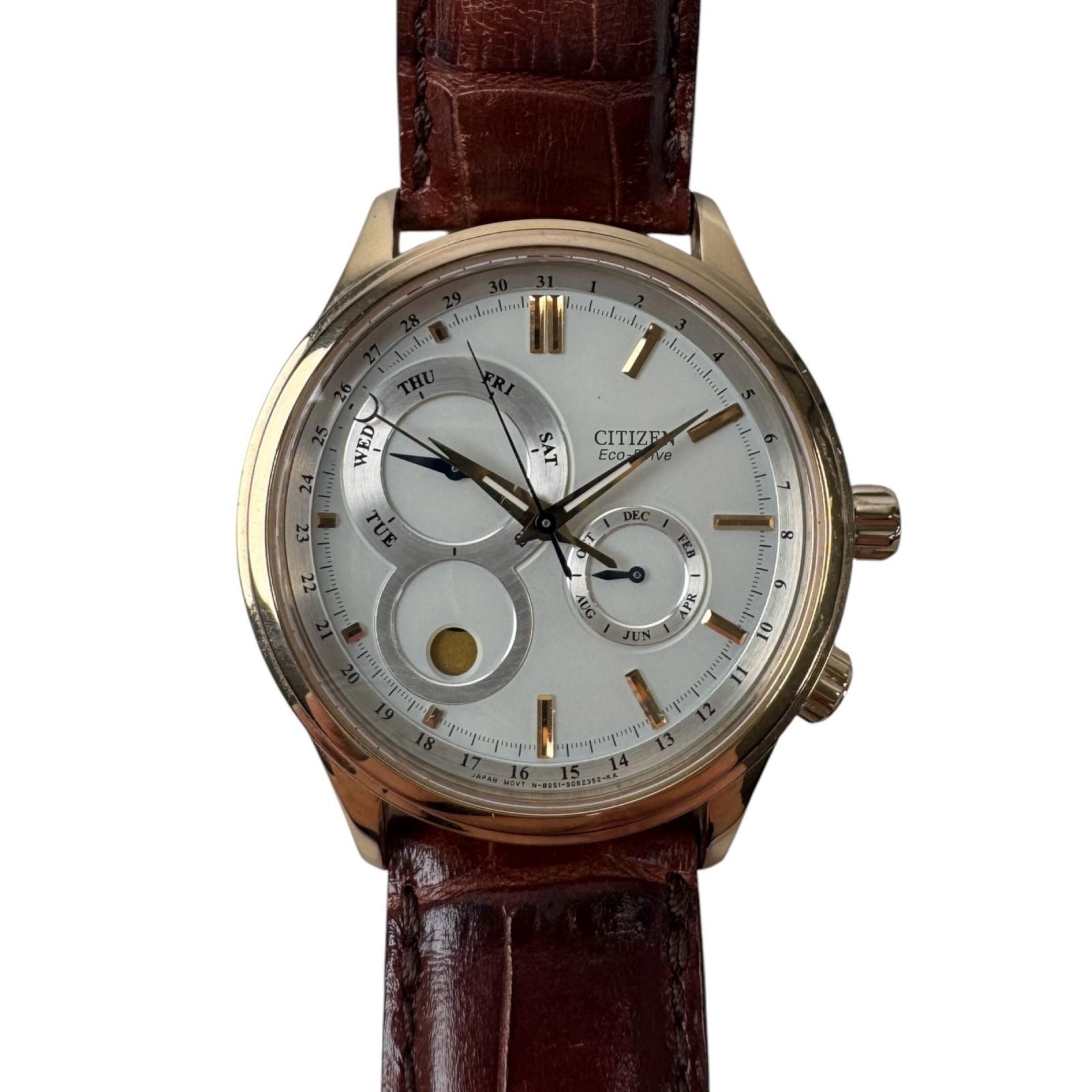 シチズン Citizen エコドライブ ムーンフェイズ トリプルカレンダー クォーツ 腕時計 8651-S040043 稼働品 メンズ