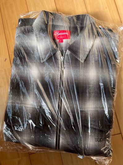 Supreme Shadow Plaid Flannel Zip Up Shirt "Black"