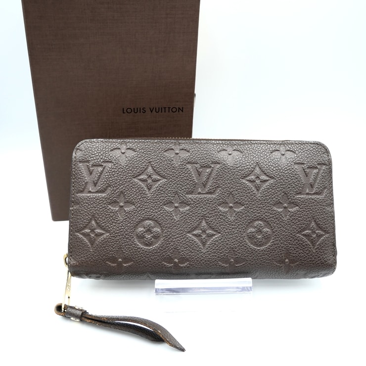LOUIS VUITTON(ルイ・ヴィトン)ジッピーウォレット モノグラム・アンプラント 長財布 テール ブラウン レザー ゴールド金具 M60548 レディース【中古】