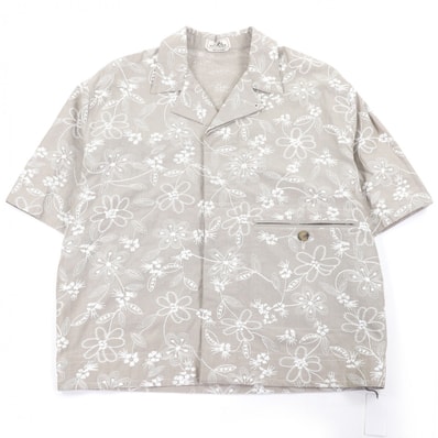 未使用品 エルメス 半袖シャツ Fleurs technique ベージュ