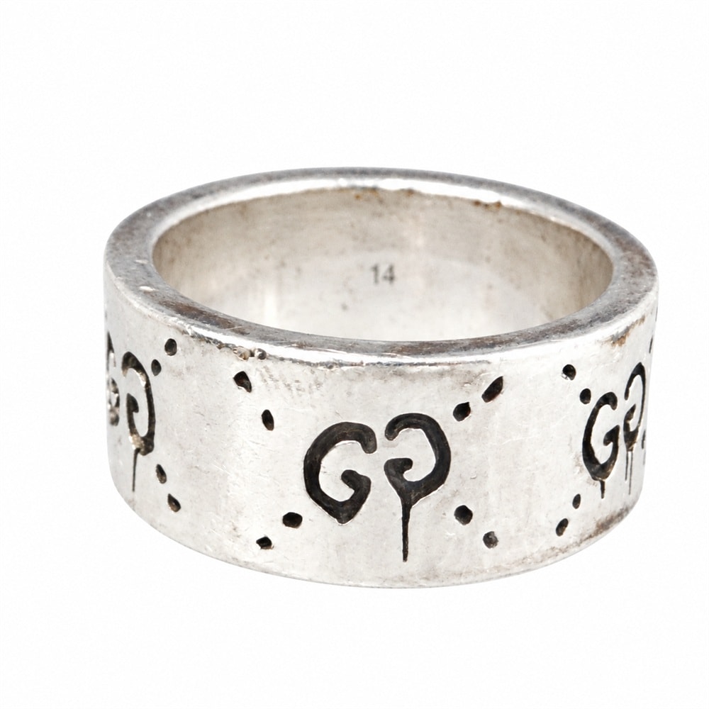 D (傷や汚れあり)】GUCCI グッチ ゴースト GG リング スカル 指輪