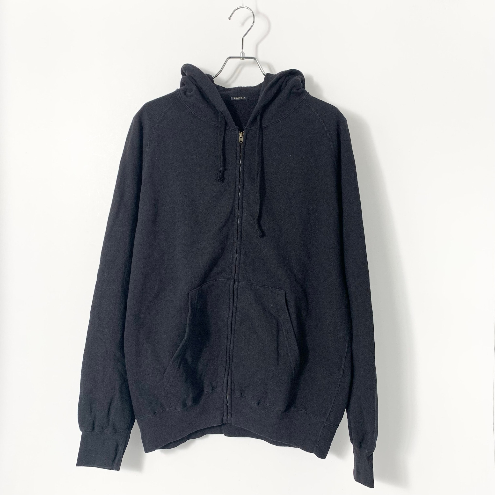 COMOLI LW Cotton French Terry Zip Parka "Black"
