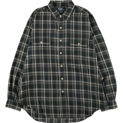 古着 ラルフローレン Ralph Lauren POLO by Ralph Lauren G.I.SHIRT 長袖 コットンチェックシャツ メンズL相当/eaa564547