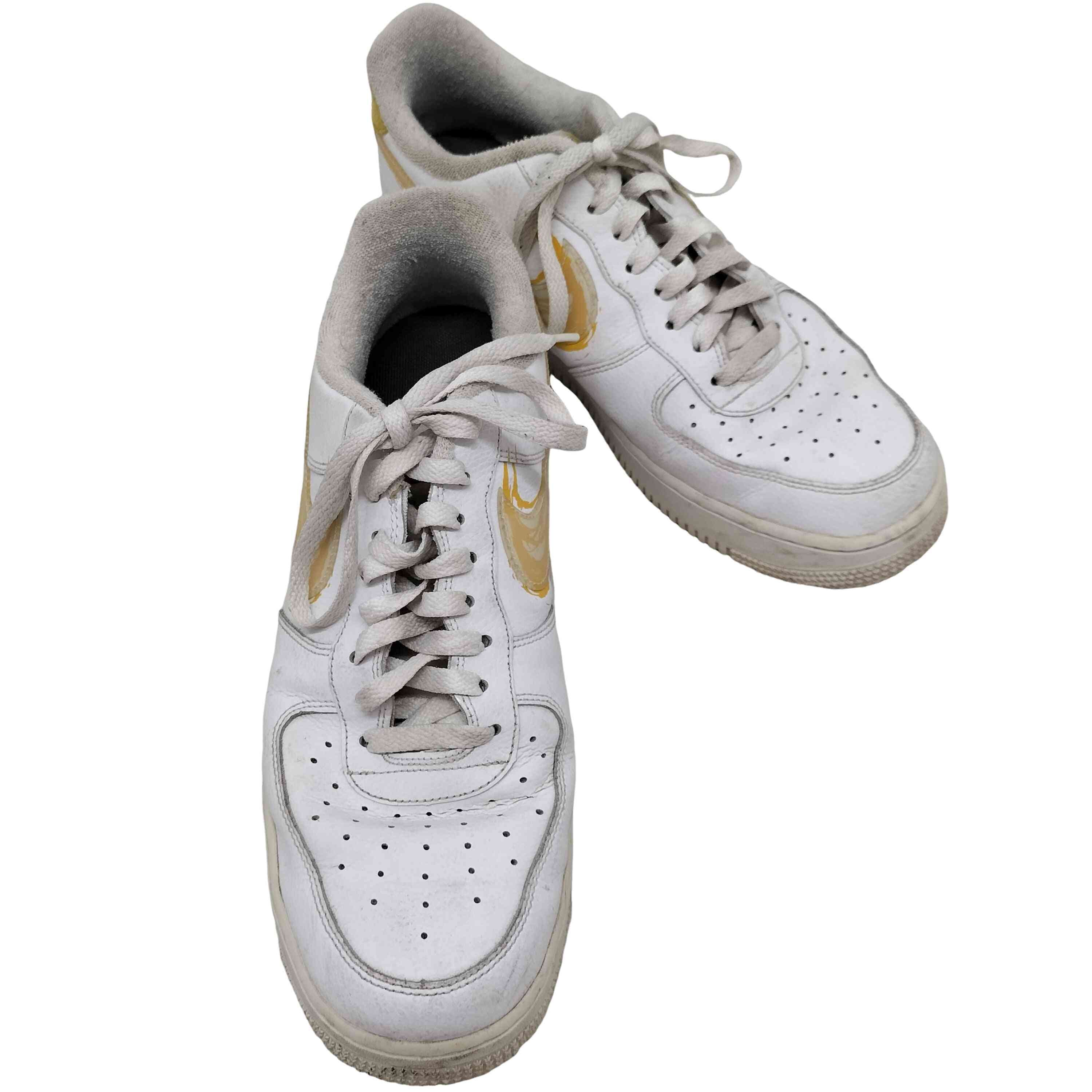 Air Force 1 Low Brushstroke Swoosh White/Yellow エアフォース1 ロー ブラッシュストローク スニーカー【1141481550970】
