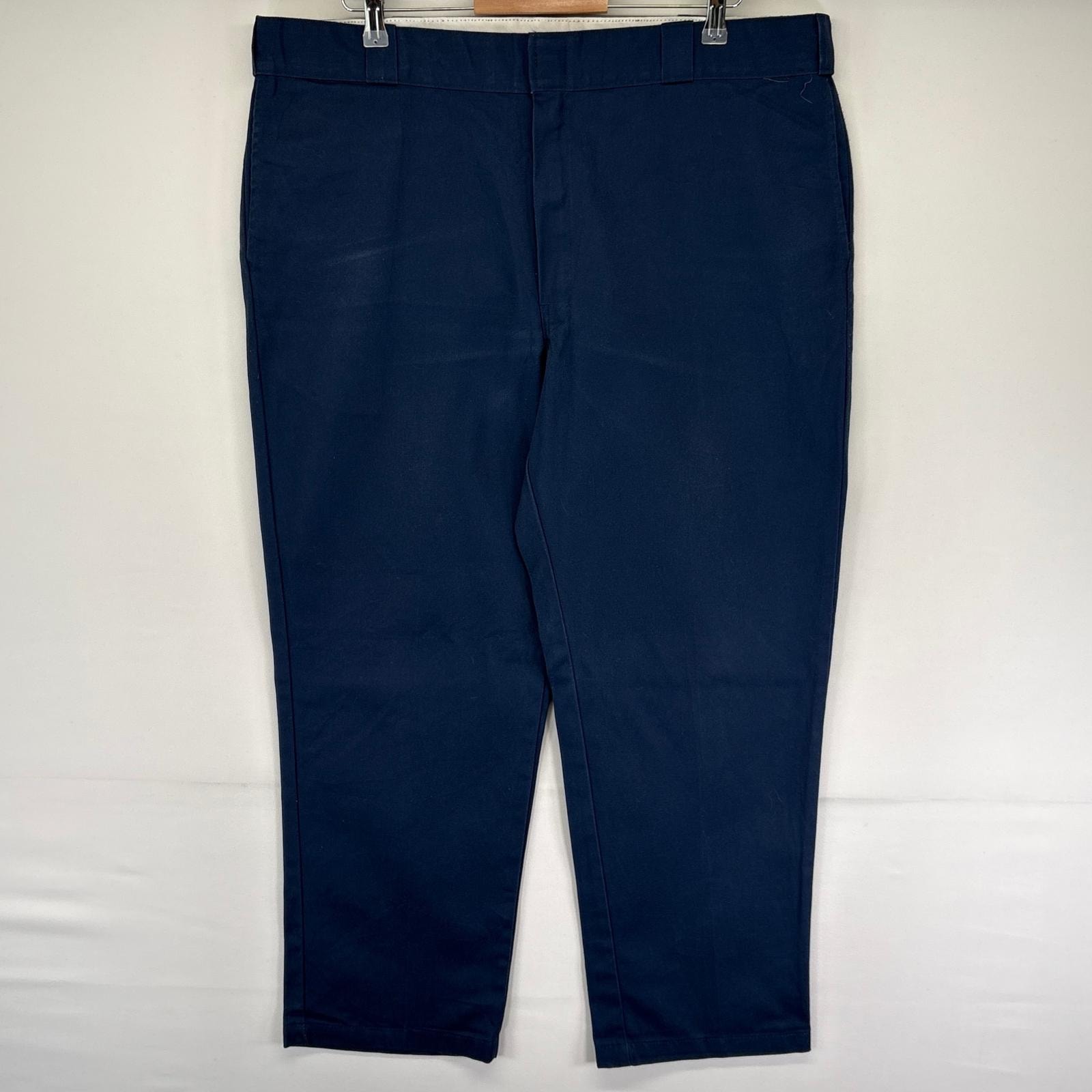 古着 ディッキーズ Dickies パンツ チノパン ストレート ジッパーフライ 大きいサイズ スラックス 874 w42 L30  ネイビー系 メンズ