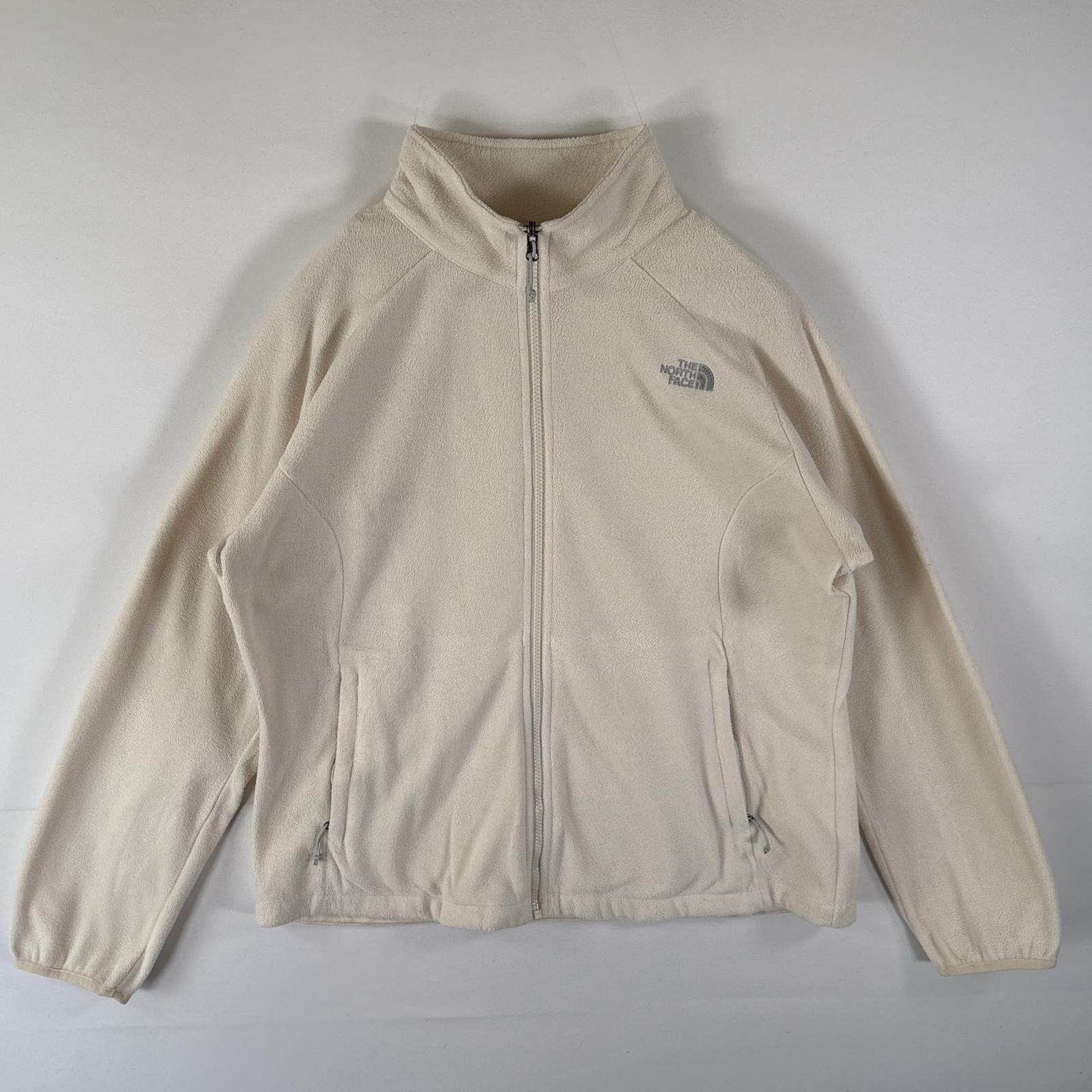 古着 ザ・ノースフェイス THE NORTH FACE フリースジャケット フルジップ トレーナー ワンポイントロゴ刺繍 XL アイボリー レディース