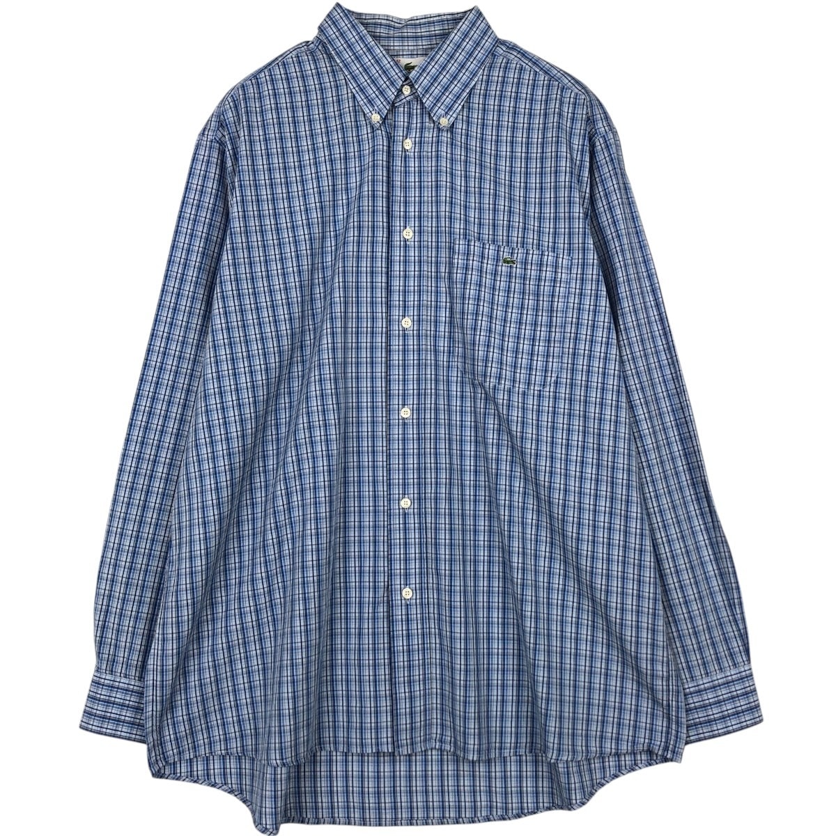 古着 90年代 ラコステ LACOSTE フランス企画 長袖 ボタンダウンチェックシャツ フランス製 メンズM相当 ヴィンテージ/eaa676483