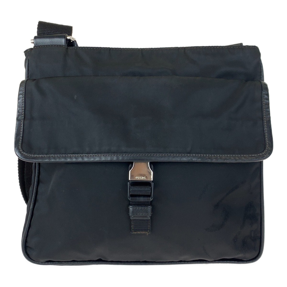 PRADA プラダ 三角ロゴプレート テスート ブラック 黒 シルバー金具 ナイロン ショルダーバッグ メッセンジャーバッグ 603014 【中古】