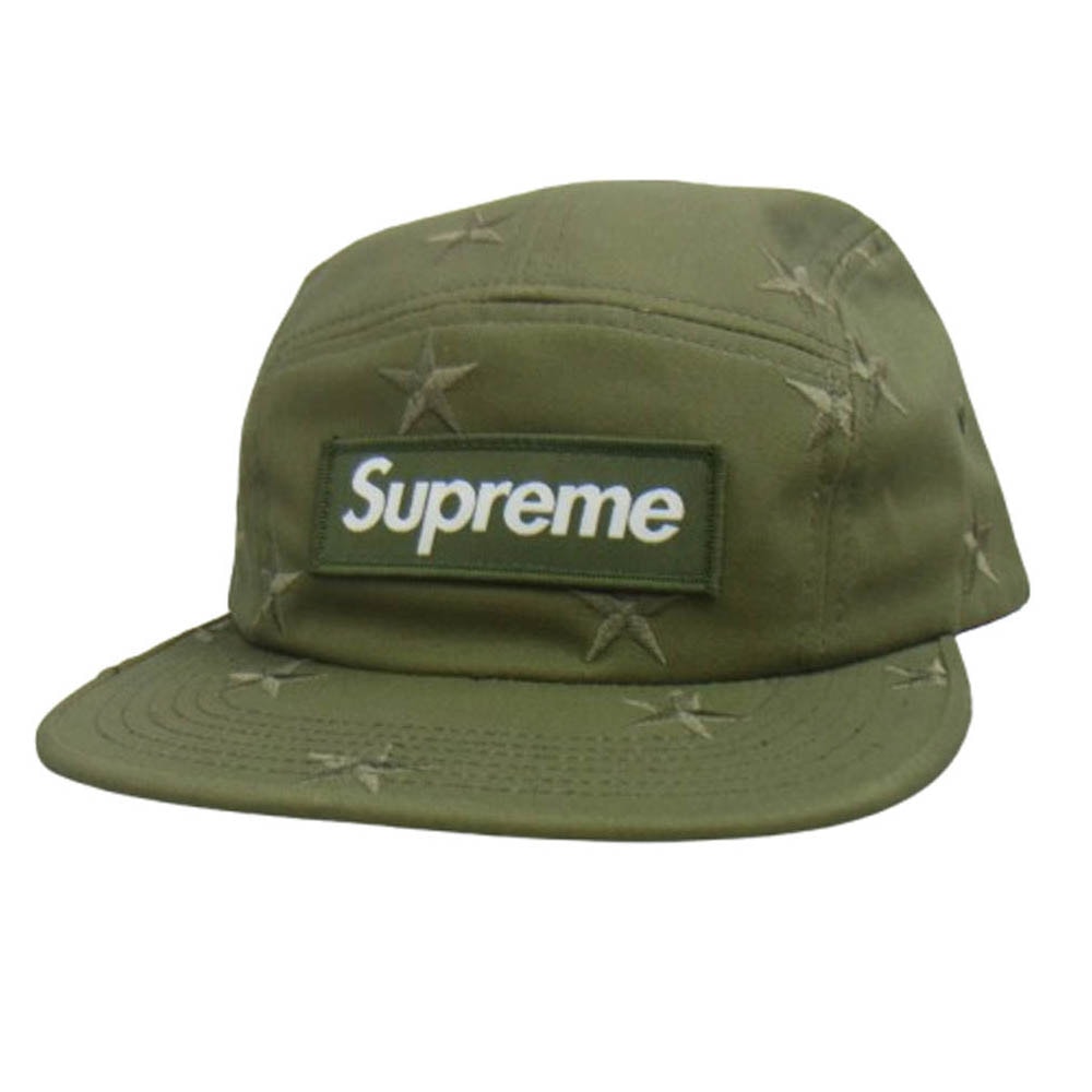 Supreme シュプリーム キャップ stars camp cap BOX LOGO ボックスロゴ 星柄 スター 刺繍 ジェットキャップ 帽子 カーキ系【極上美品】【中古】