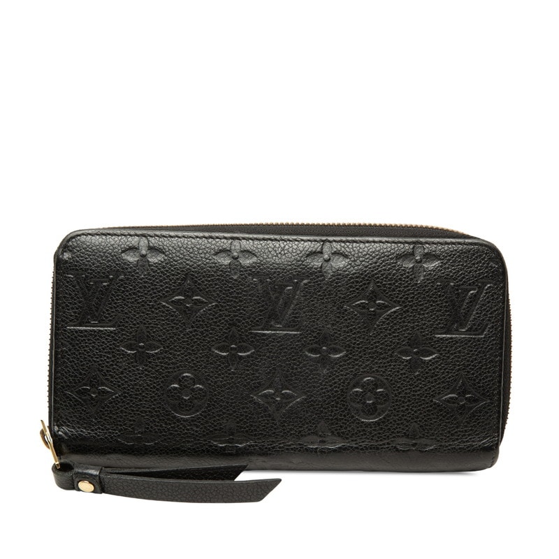 ルイ ヴィトン モノグラム アンプラント ジッピーウォレット 長財布 M28791 ノワール ブラック レザー レディース LOUIS VUITTON 中古